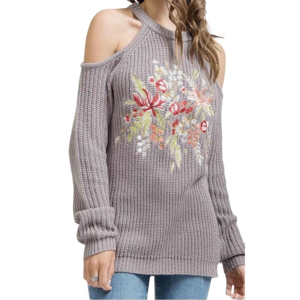 BLU PEPPER Cold Shoulder Sweater Top
